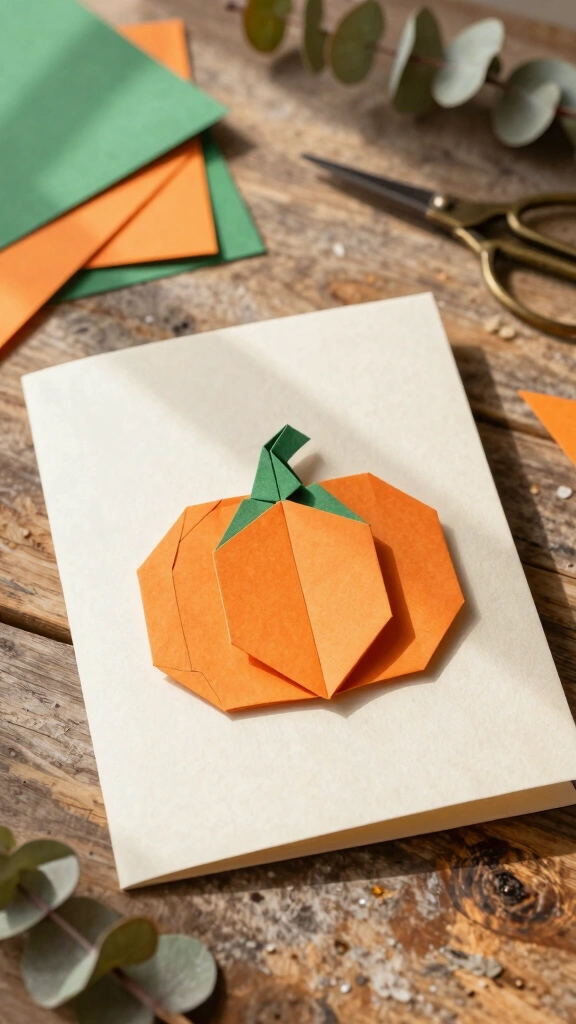 Origami Folded Pumpkin Card