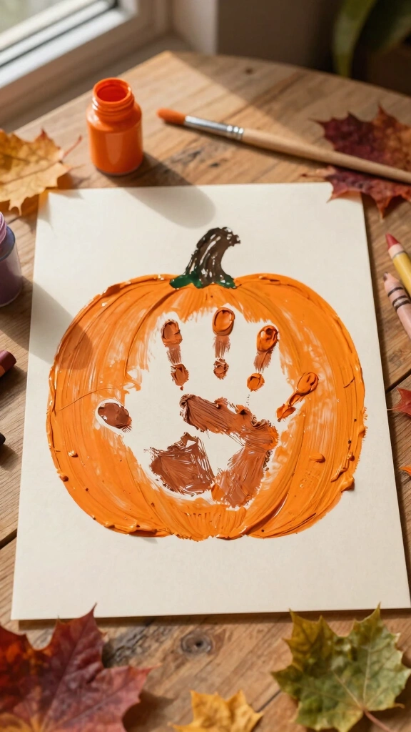 Plump Handprint Pumpkins