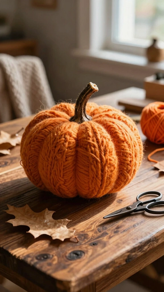 The Classic Yarn-Wrapped Pumpkin