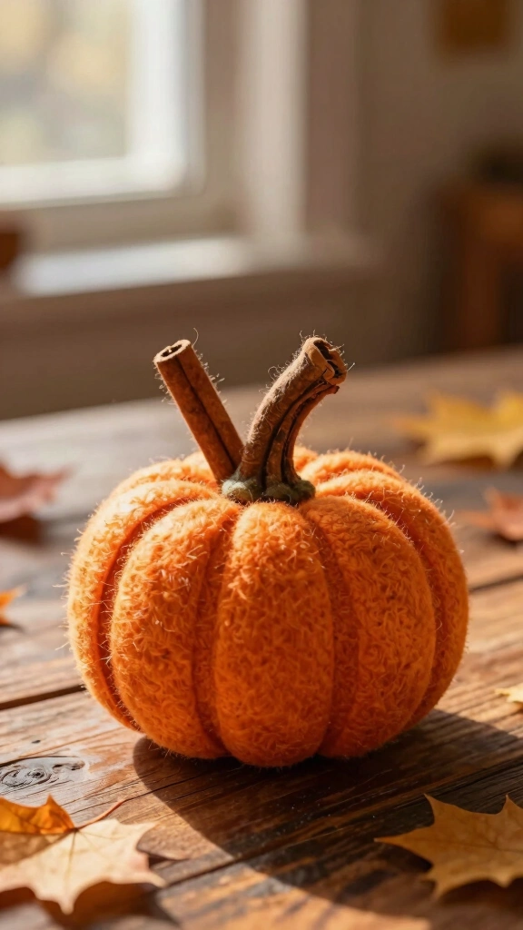 Cinnamon Stick and Felt Pumpkin