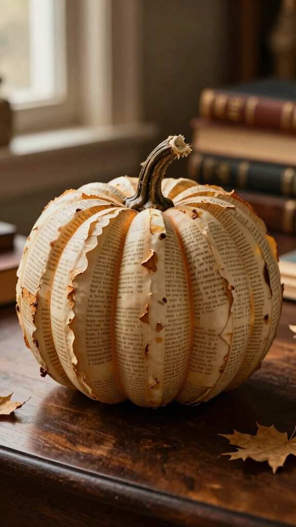 Distressed Book Page Pumpkin