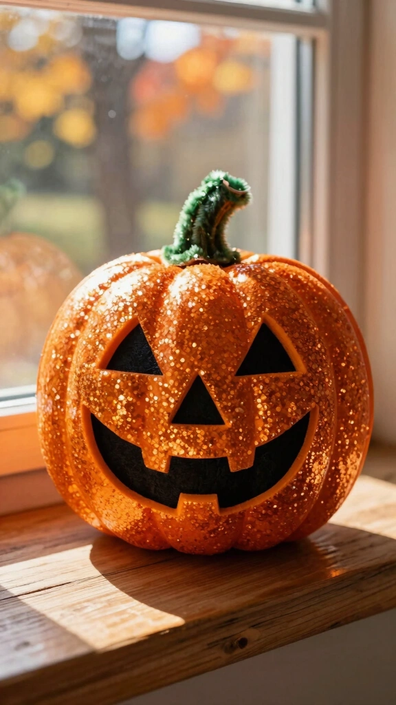 Glittery Halloween Jack-O'-Lantern