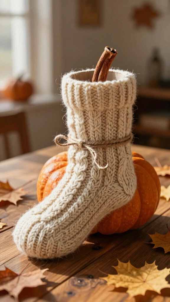Knit Sock Upcycled Pumpkin