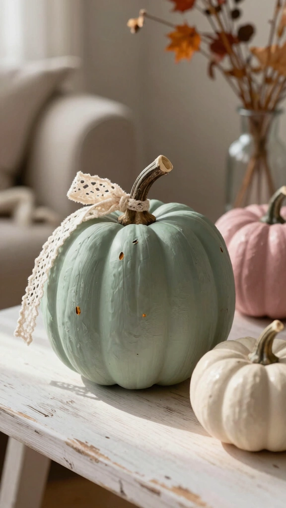 Chalk Painted Shabby Chic Pumpkin