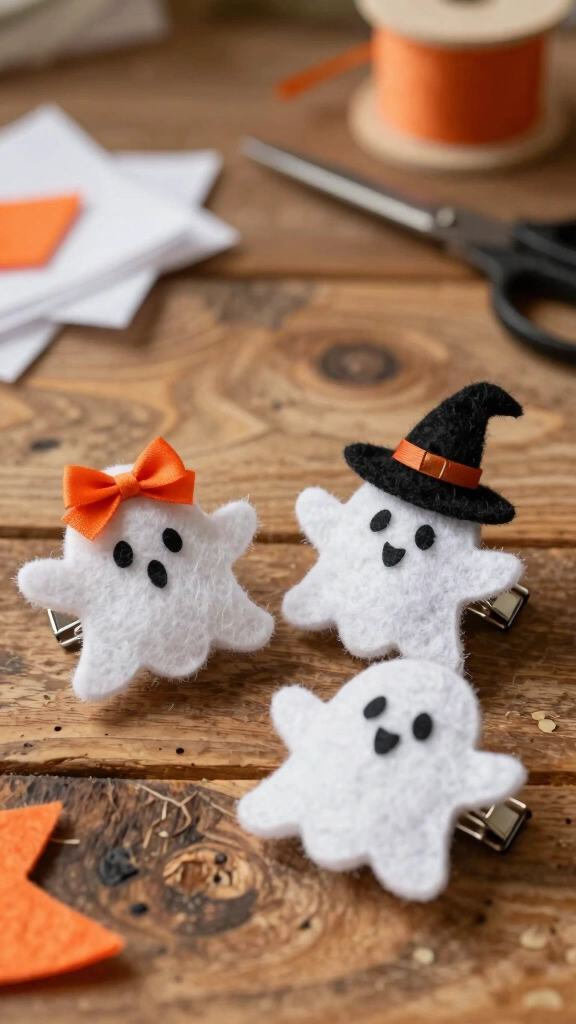 Felt Ghost Hair Clips