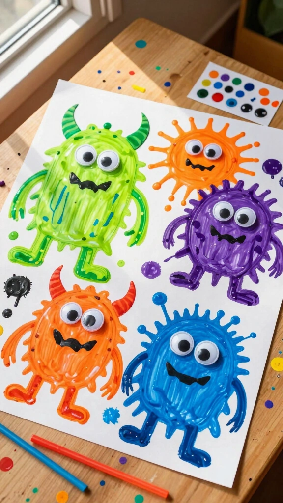 Straw Blow-Painted Monsters