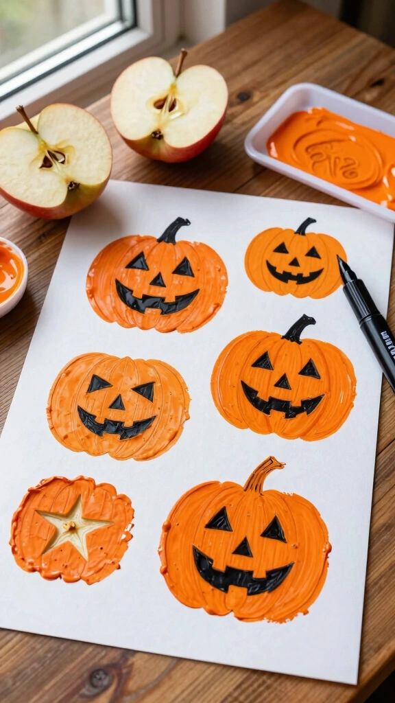 Apple Stamp Jack-O-Lanterns