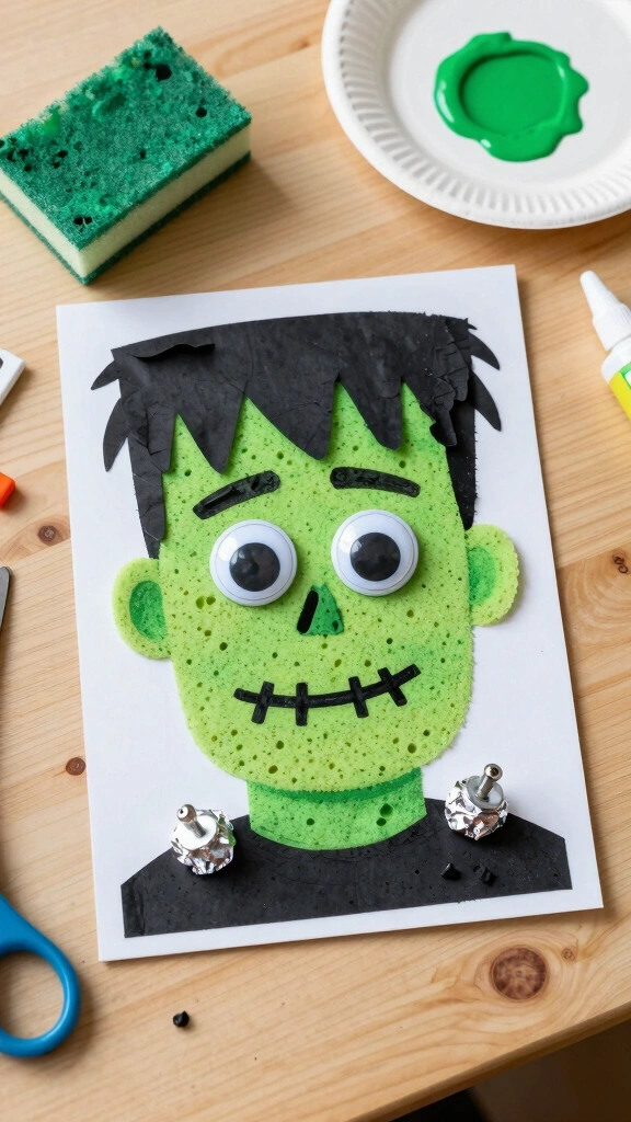 Textured Sponge-Painted Frankenstein