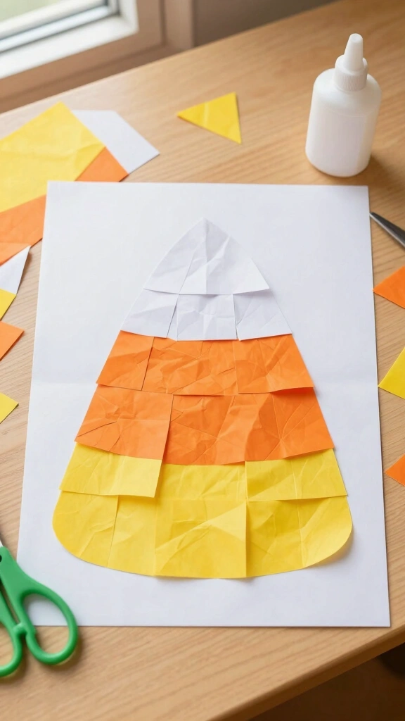 Ripped Tissue Paper Candy Corn