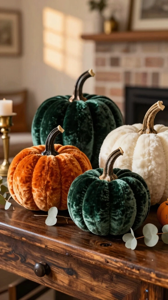 Luxurious DIY Velvet Pumpkins