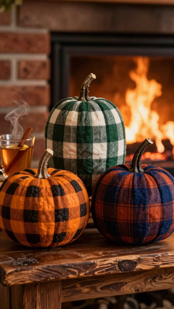 Plaid Flannel Wrapped Pumpkins