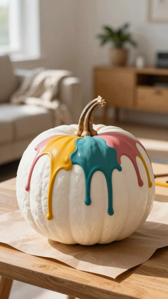 Modern Dripping Paint Pumpkins