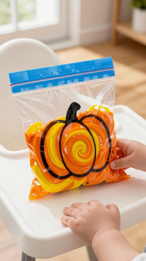 No-Mess Sensory Pumpkin Paint Bag