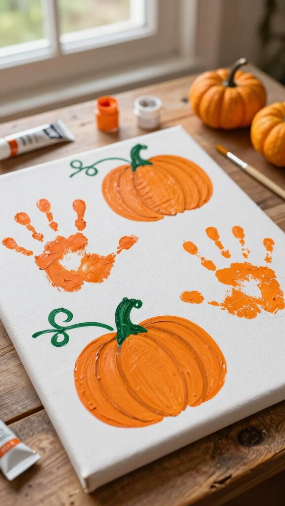Sweet Handprint Pumpkin Patch Canvas