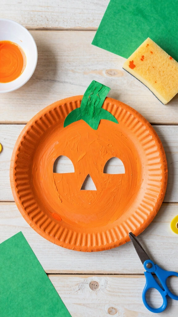 Simple Paper Plate Pumpkin Mask