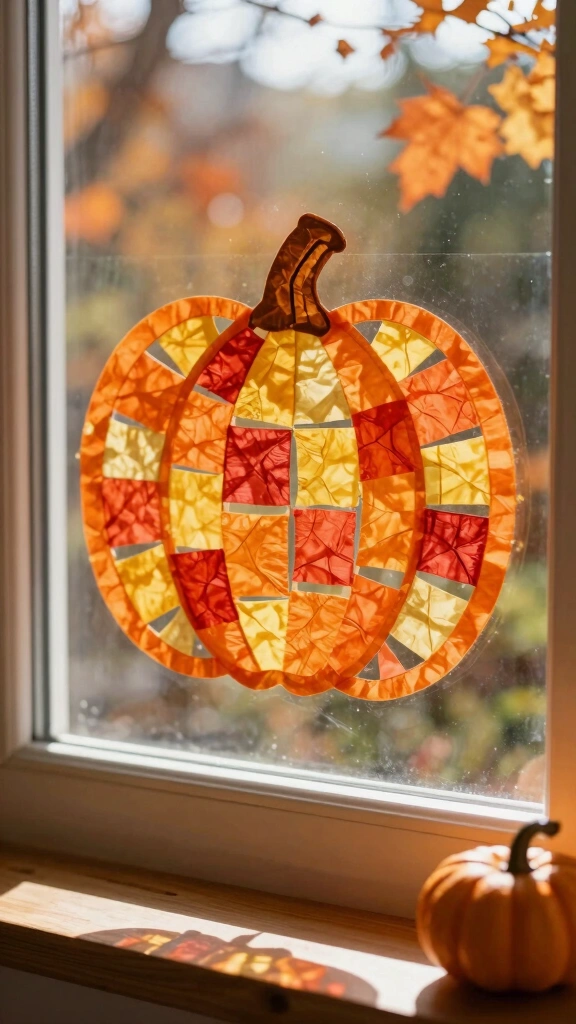Tissue Paper Pumpkin Sun Catcher