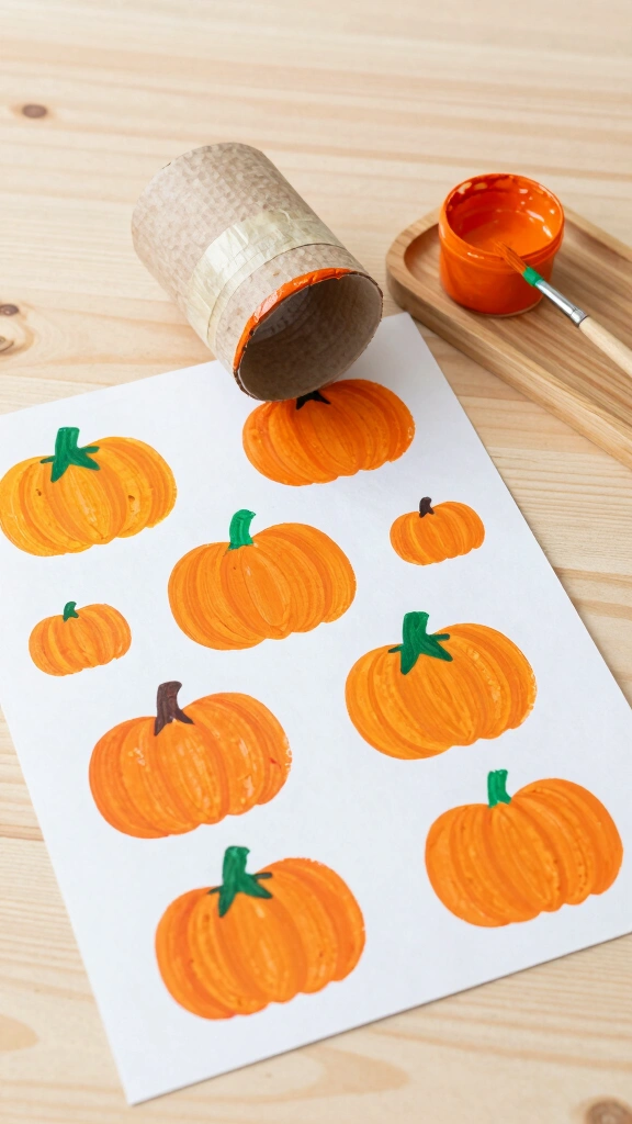 Toilet Paper Roll Pumpkin Stamps