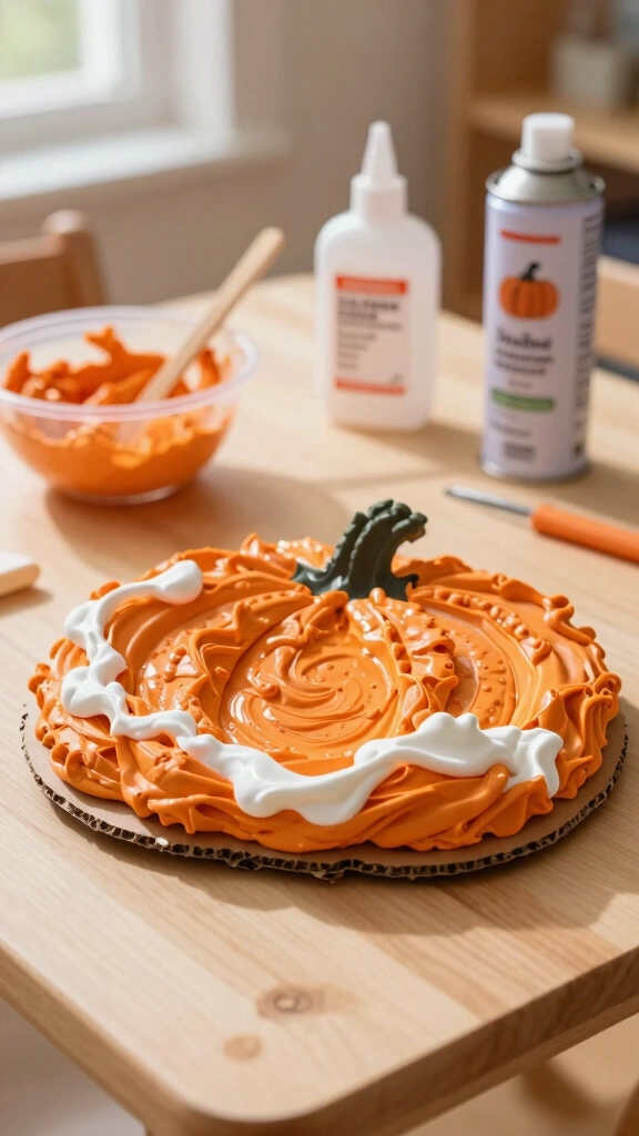 Fluffy Shaving Cream Pumpkin Art