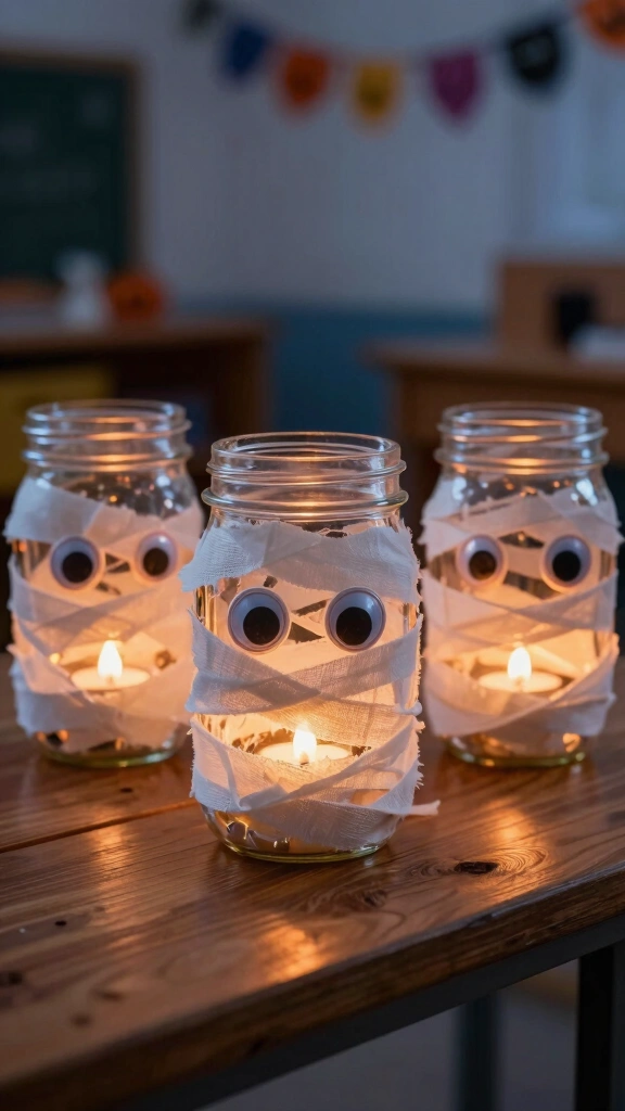 Mason Jar Mummy Lanterns