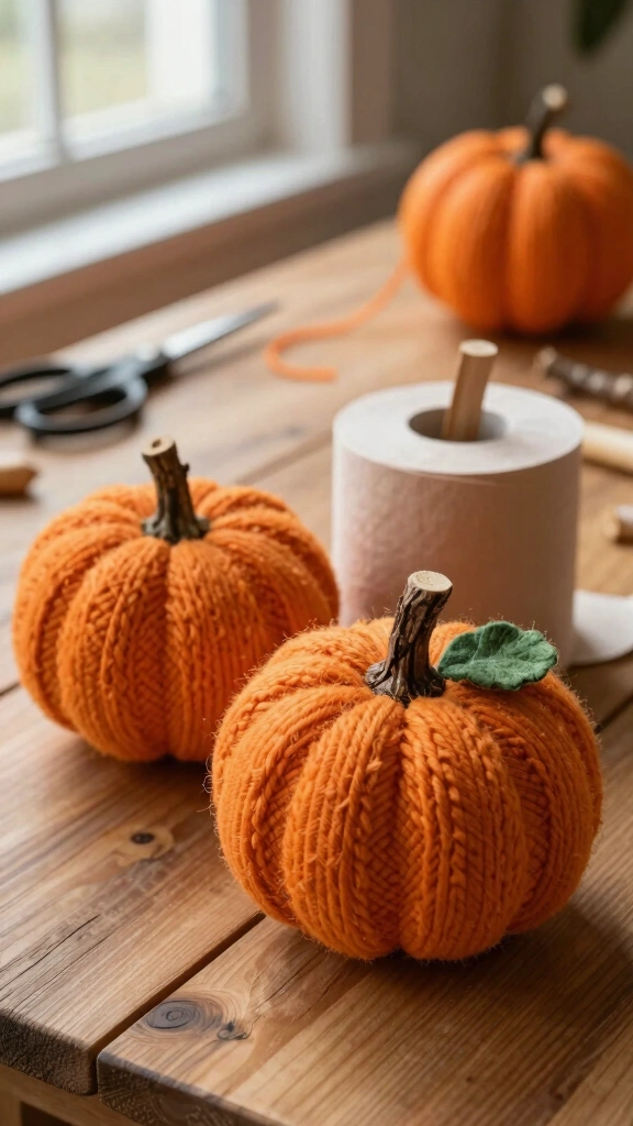 Cozy Toilet Paper Roll Pumpkins