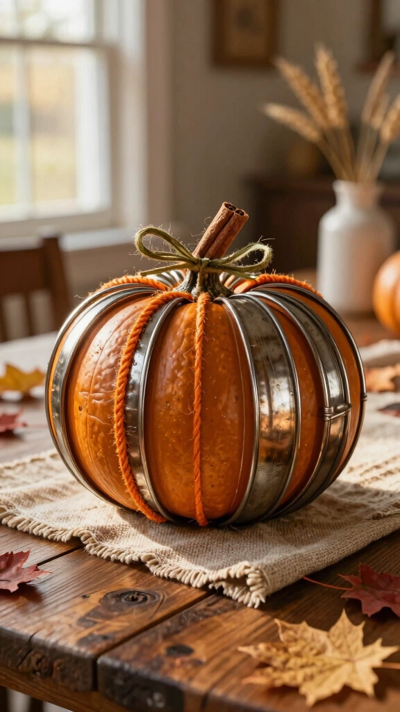 Rustic Mason Jar Ring Pumpkins