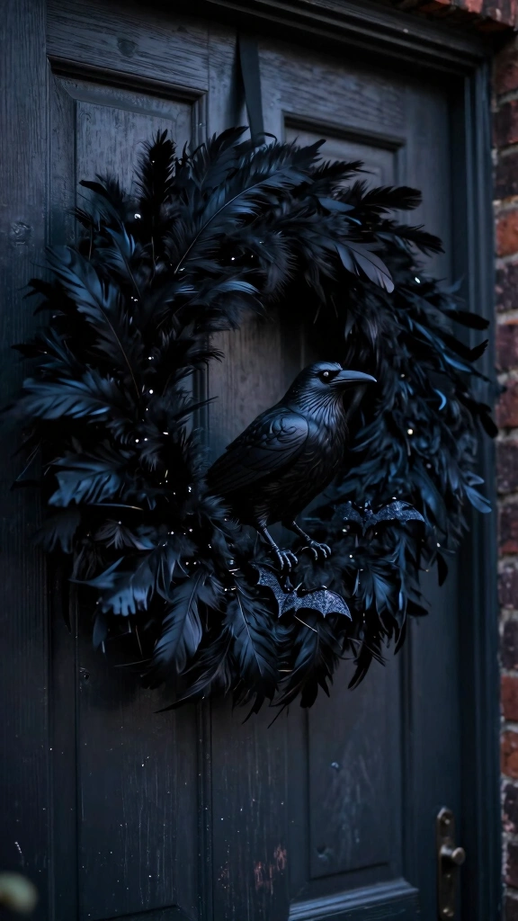 Wicked Black Feather Wreath