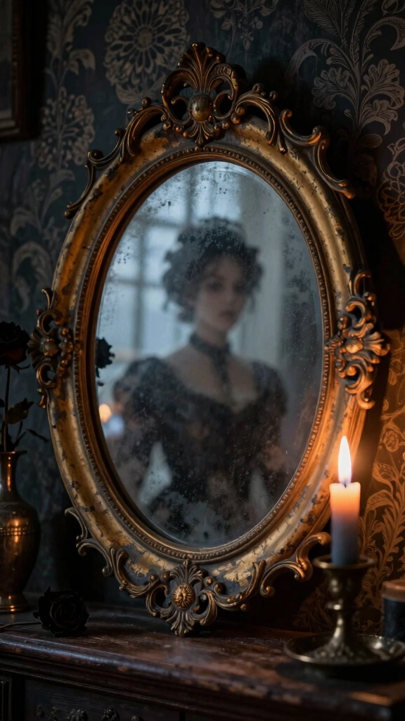 Haunted Mirror with Ghostly Images