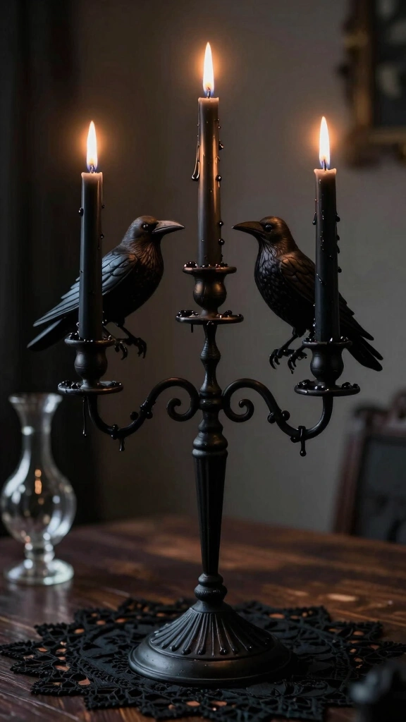 Dark Gothic Raven Candelabra