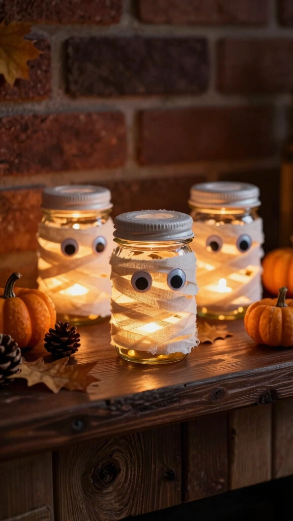 Spooky Mason Jar Mummy Lanterns