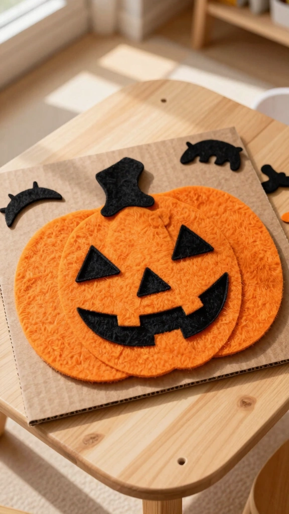 Felt Scrap Pumpkin Face Board