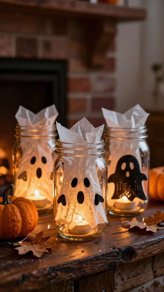 Mason Jar Ghost Lanterns