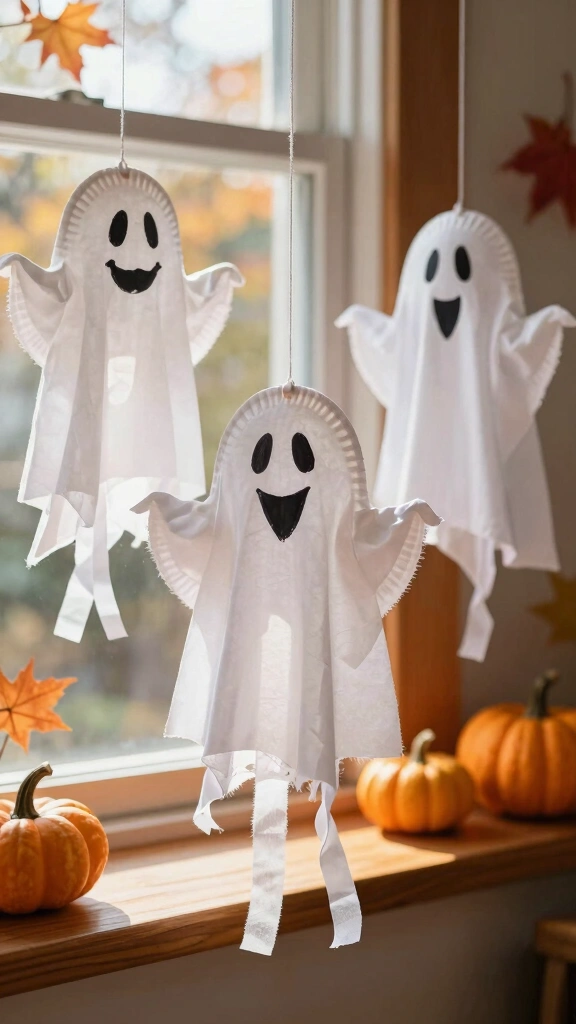 Floating Paper Plate Ghosts