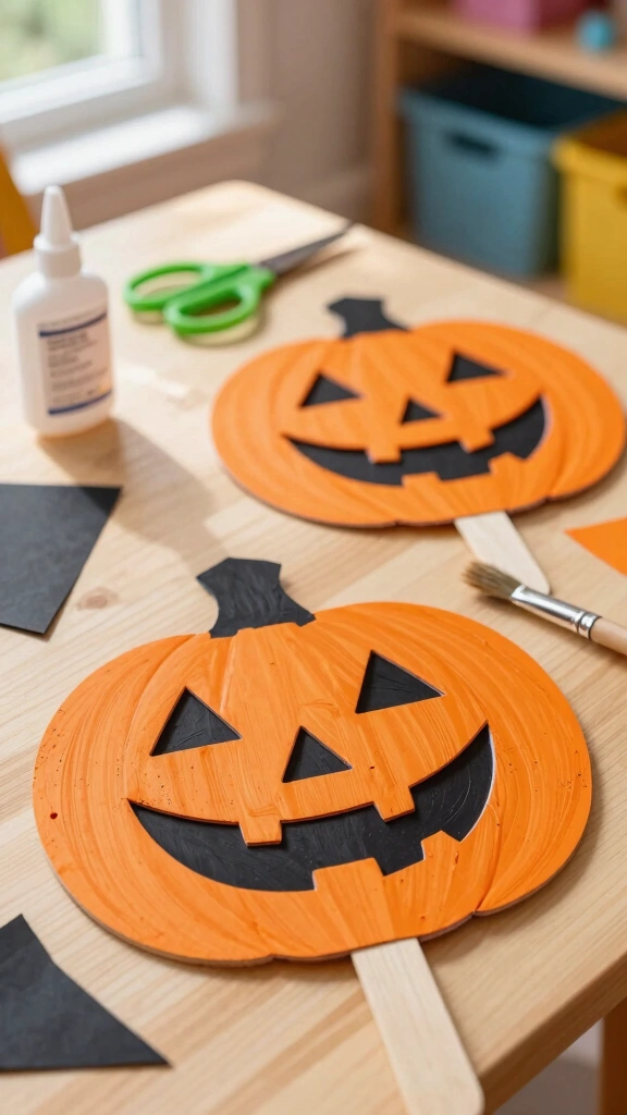 Popsicle Stick Jack-o'-Lanterns
