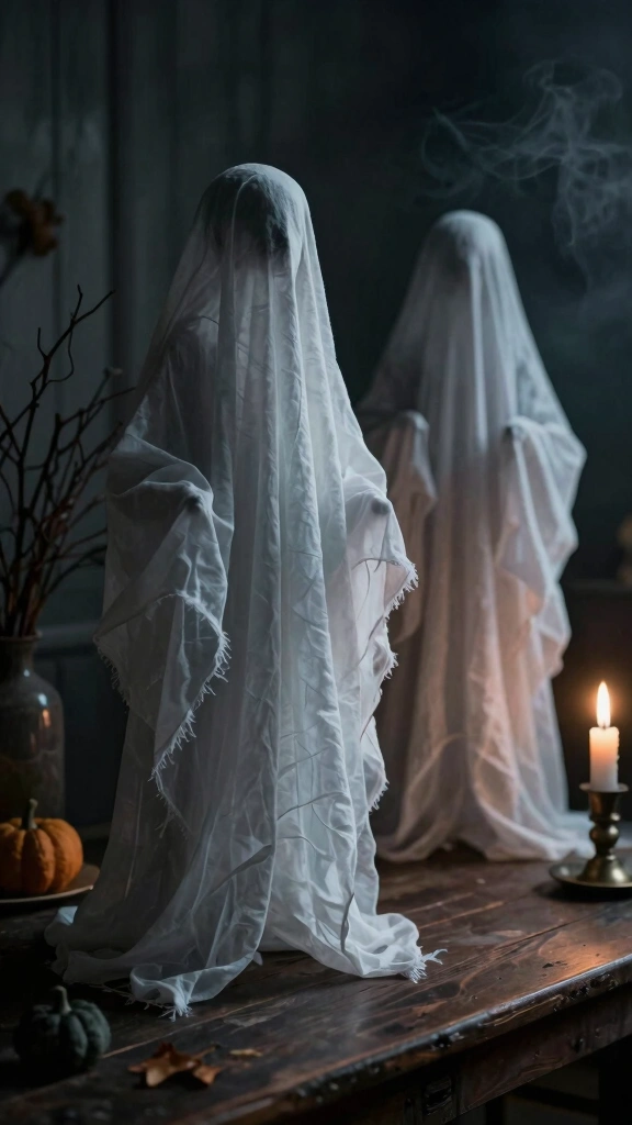 Stiffened Cheesecloth Draped Ghosts