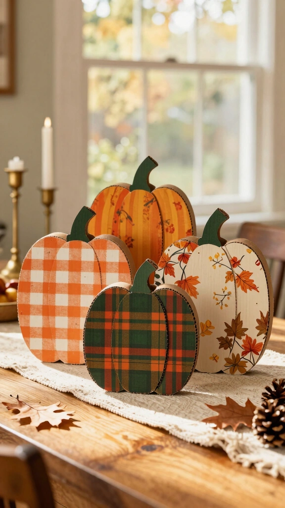 Decoupage Cardboard Pumpkin Centerpieces