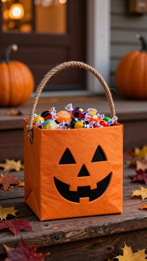 Cardboard Box Pumpkin Treat Buckets