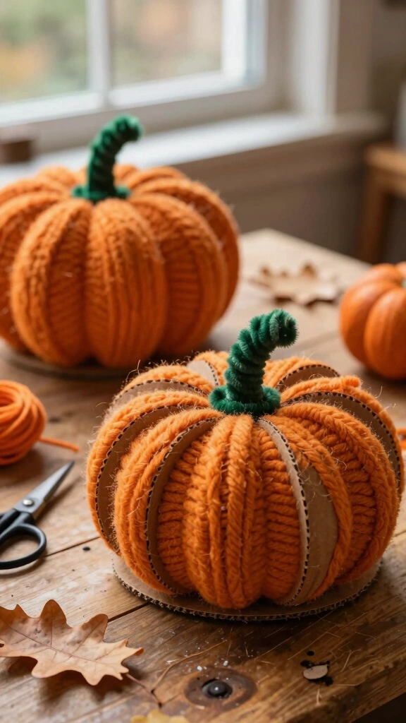 Woven Cardboard Yarn Pumpkins