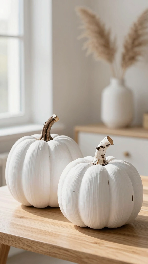Minimalist White-Washed Cardboard Pumpkins