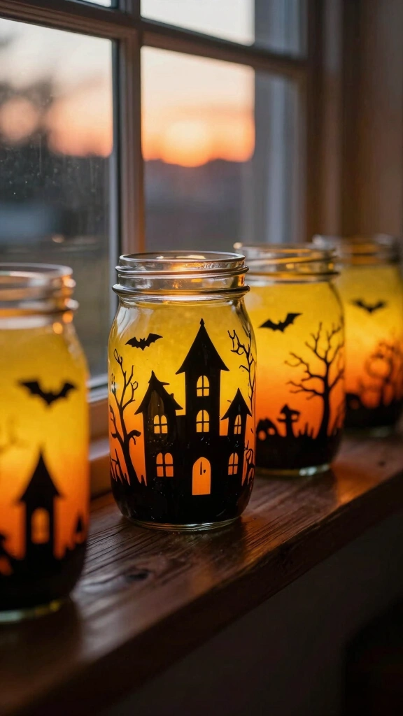 Haunted House Silhouette Jars
