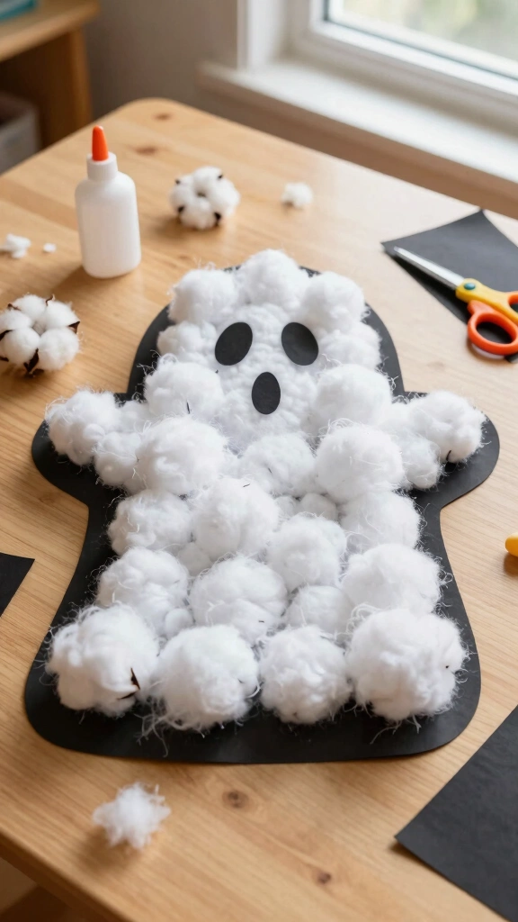 Puffy Paint Cotton Ball Ghosts