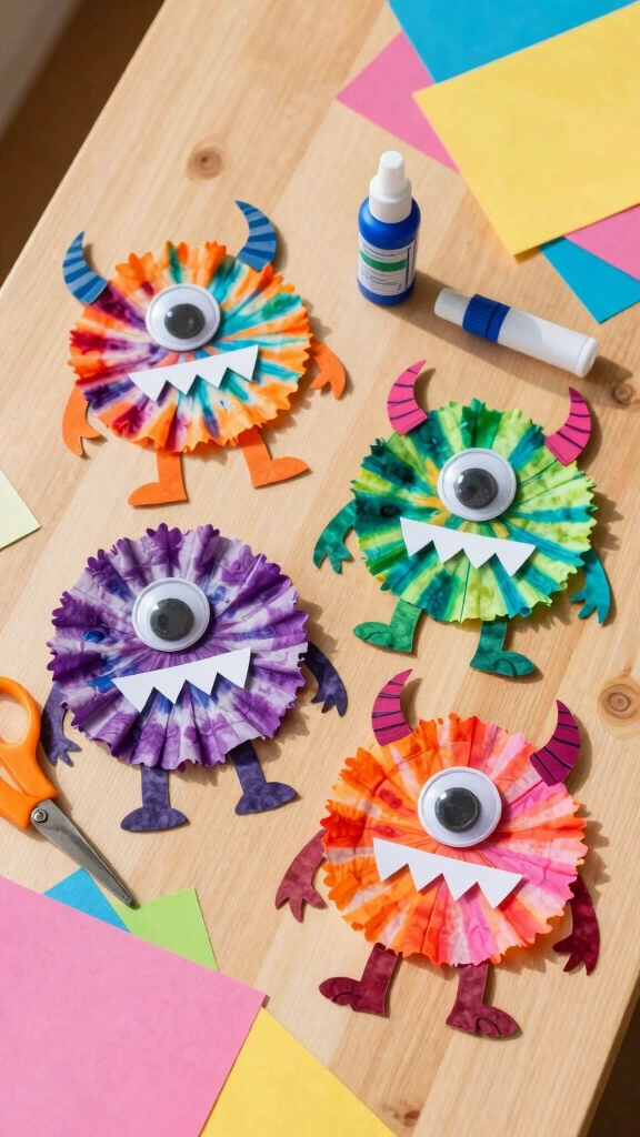 Watercolored Coffee Filter Monsters