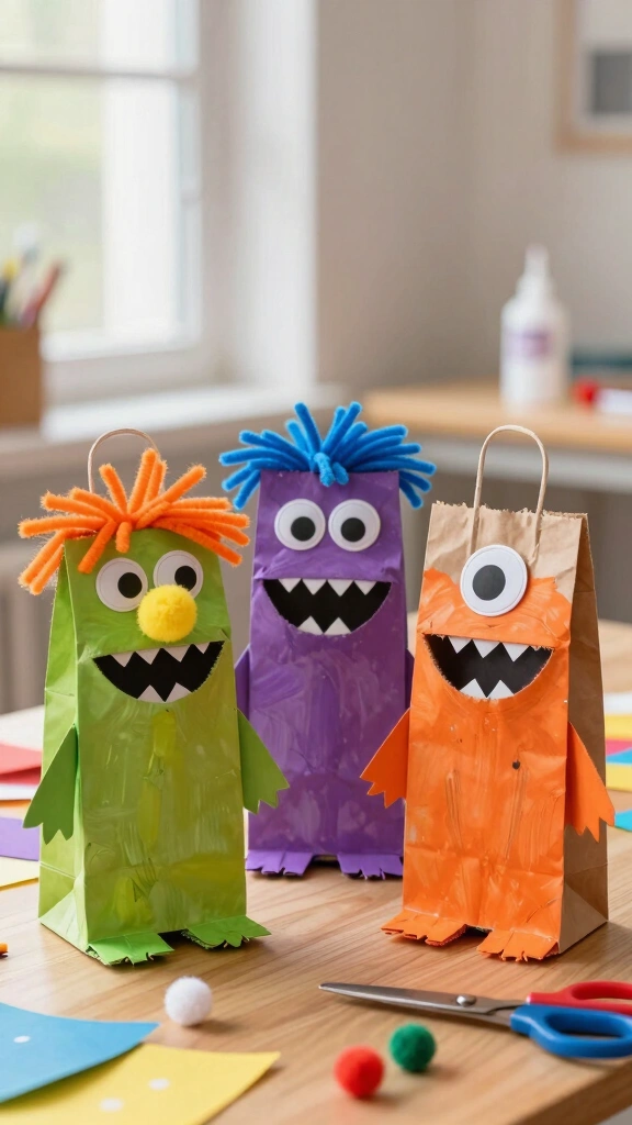 Paper Bag Monster Puppets
