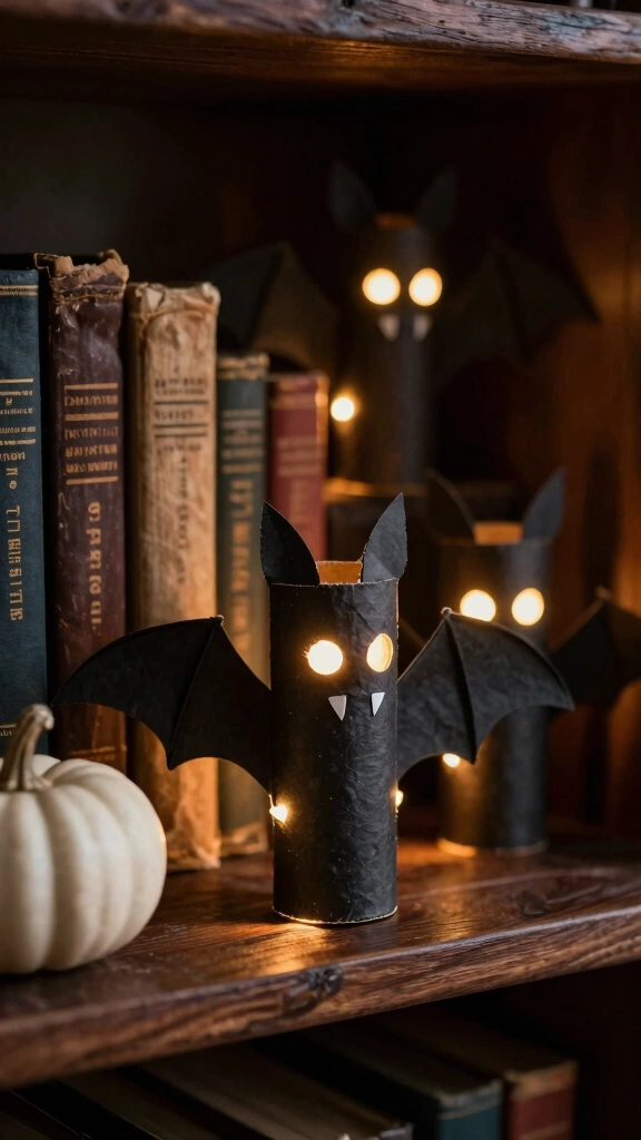 Glowing-Eye Cardboard Tube Bats