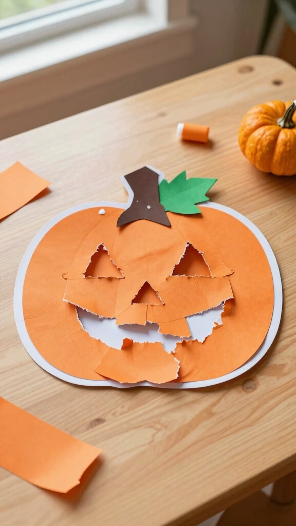 Fine Motor Ripped Paper Pumpkins
