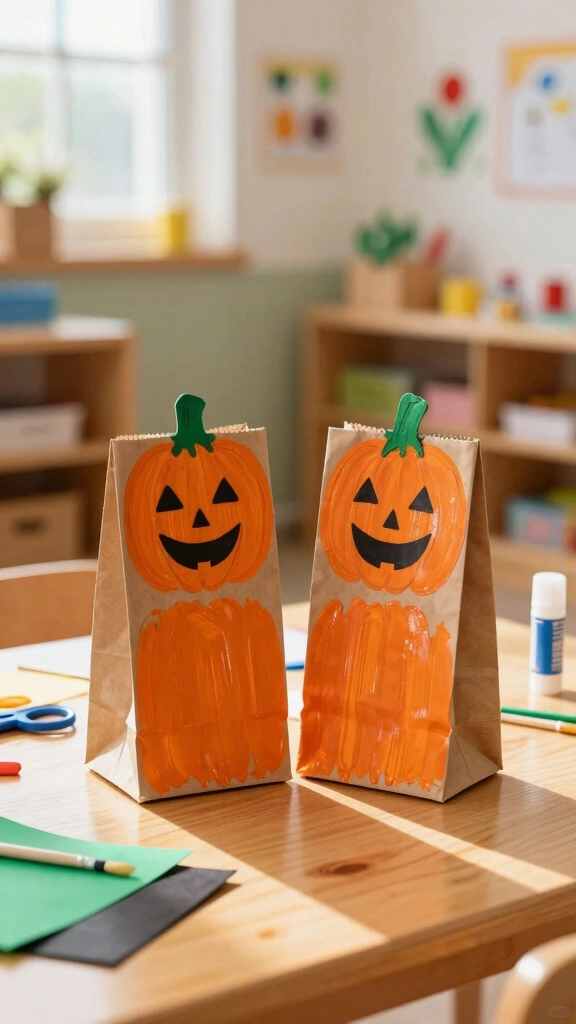 Paper Bag Pumpkin Puppets