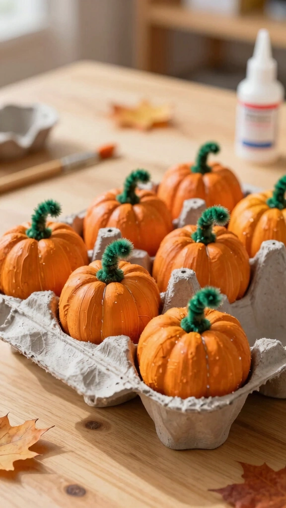Recycled Egg Carton Pumpkins