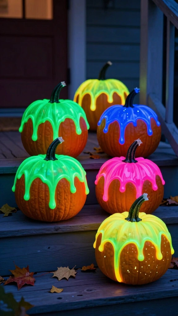 Dripping Glow-in-the-Dark Pumpkins