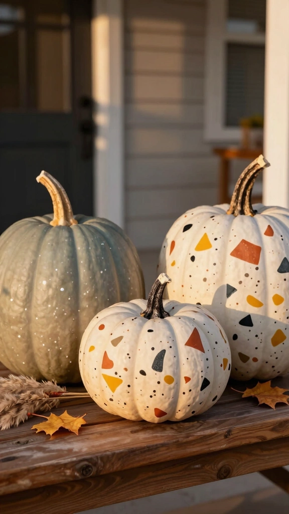 Modern Terrazzo Painted Pumpkins