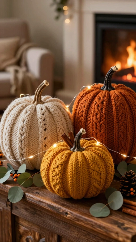Cozy Sweater-Wrapped Pumpkins