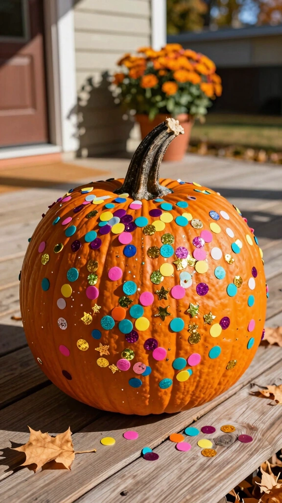 Funky Confetti-Covered Pumpkins